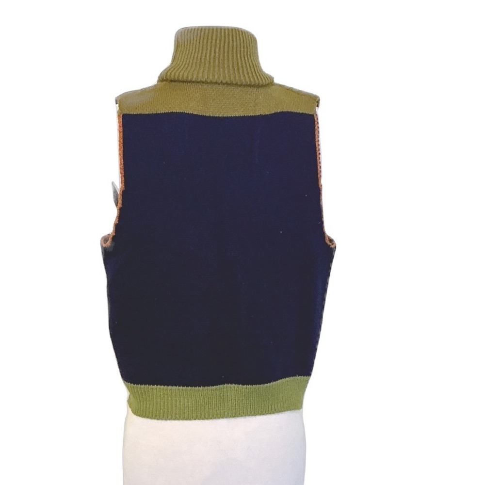 Cider Womens Navy Blue Tulip Floral Knit Turtleneck Sweater Top Size Large - Picture 2 of 7